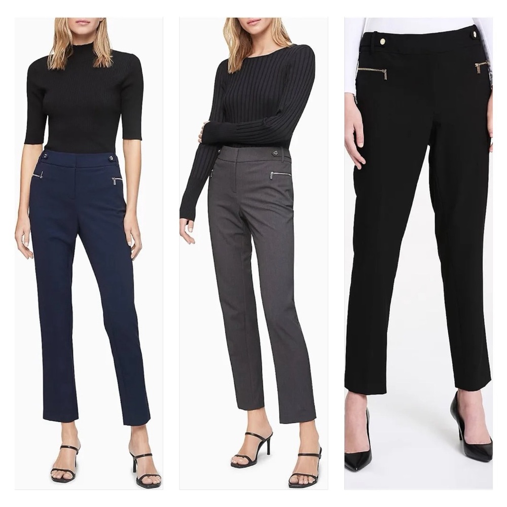 Calvin Klein Women's Straight Leg Pants - Navy, Gray, Black